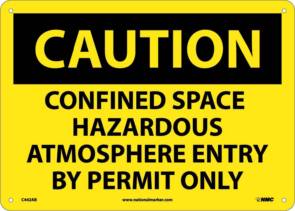 Caution Confined Space Permit Required Sign-eSafety Supplies, Inc