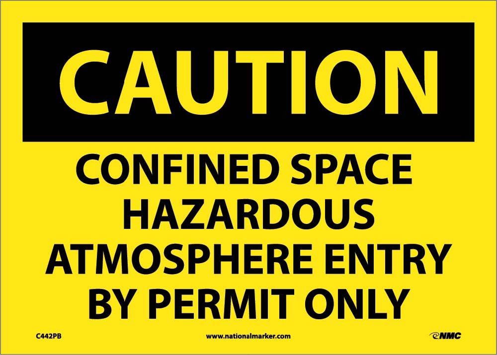 Caution Confined Space Permit Required Sign-eSafety Supplies, Inc