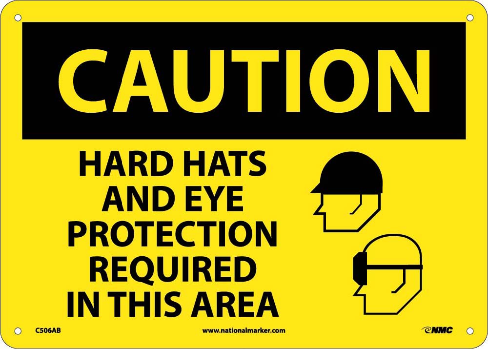 Caution Hats And Eye Protection Required Sign-eSafety Supplies, Inc