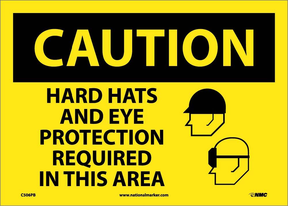 Caution Hats And Eye Protection Required Sign-eSafety Supplies, Inc