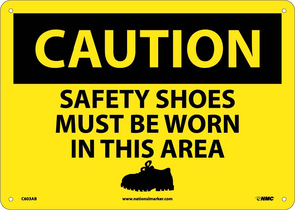 Caution Safety Shoes Must Be Worn In This Area Sign-eSafety Supplies, Inc
