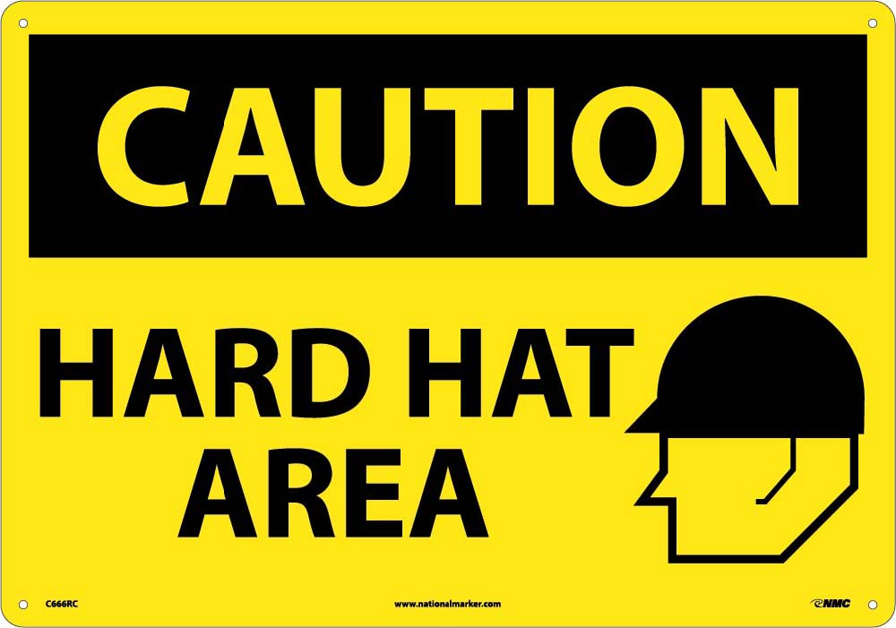 Large Format Caution Hard Hat Area Sign-eSafety Supplies, Inc
