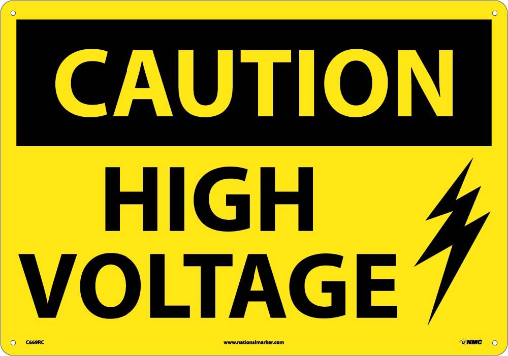 Large Format Caution High Voltage Sign-eSafety Supplies, Inc