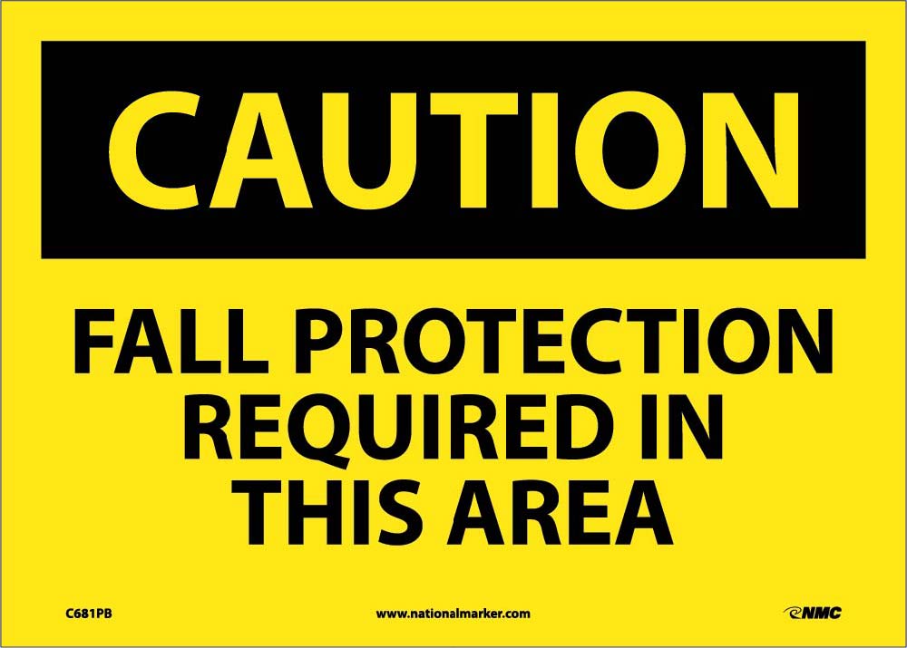 Caution Fall Protection Required In This Area Sign-eSafety Supplies, Inc