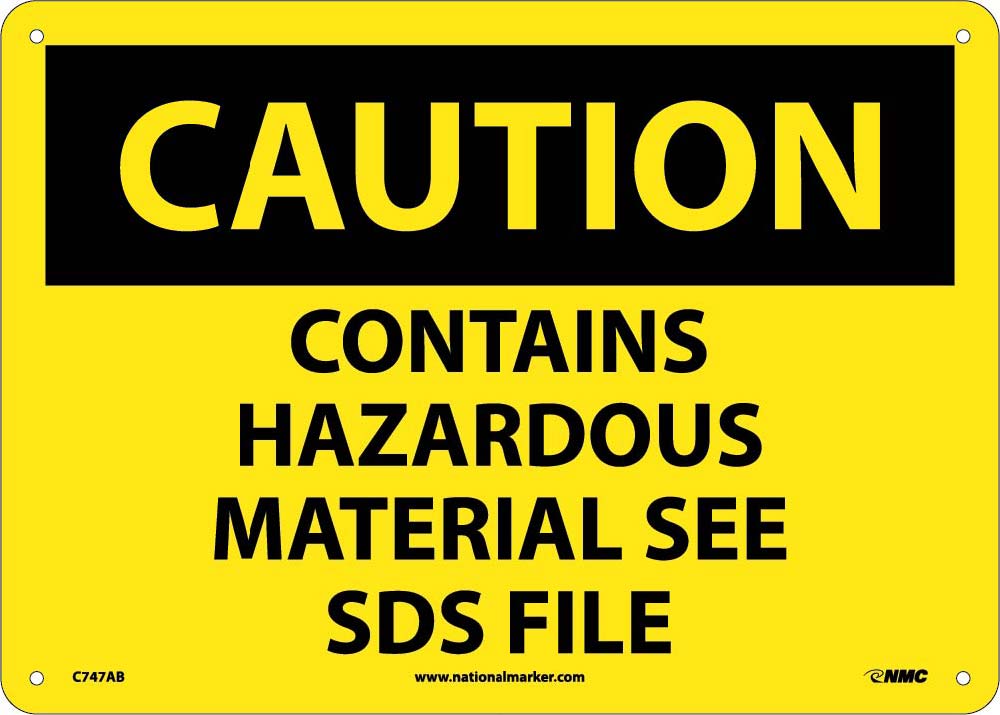 Caution Contains Hazardous Material See Sds File Sign-eSafety Supplies, Inc