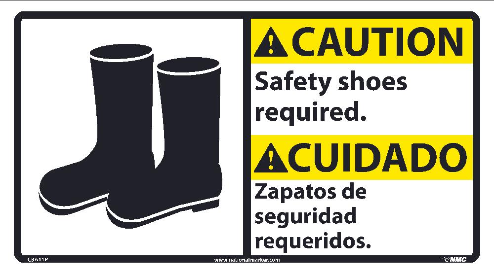 Caution Safety Shoes Required Sign - Bilingual-eSafety Supplies, Inc