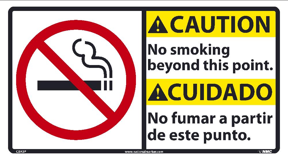 Caution No Smoking Beyond This Point Sign - Bilingual-eSafety Supplies, Inc