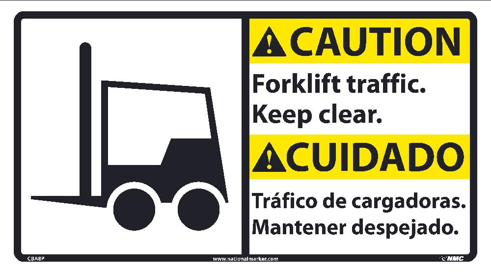 Caution Forklife Traffic Keep Clear Sign - Bilingual-eSafety Supplies, Inc