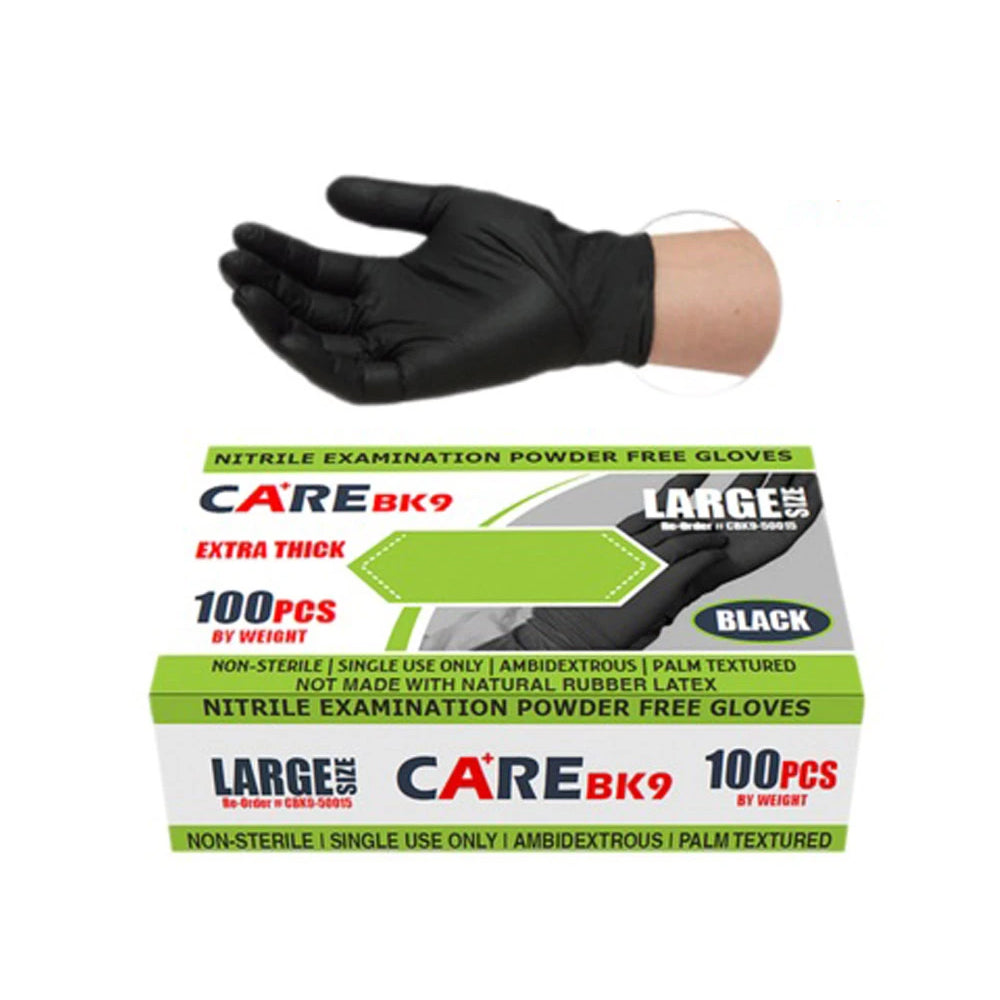 CARE BLACK 6-mil 9" Nitrile Powder-Free Examination Gloves CASE-eSafety Supplies, Inc