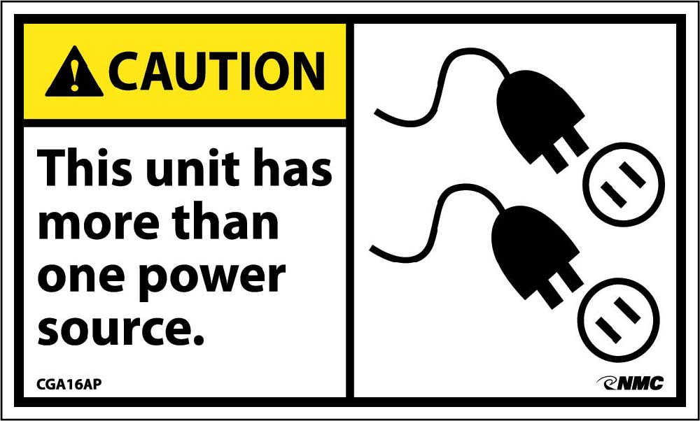 Caution This Unit Has More Than One Power Source Label - 5 Pack-eSafety Supplies, Inc