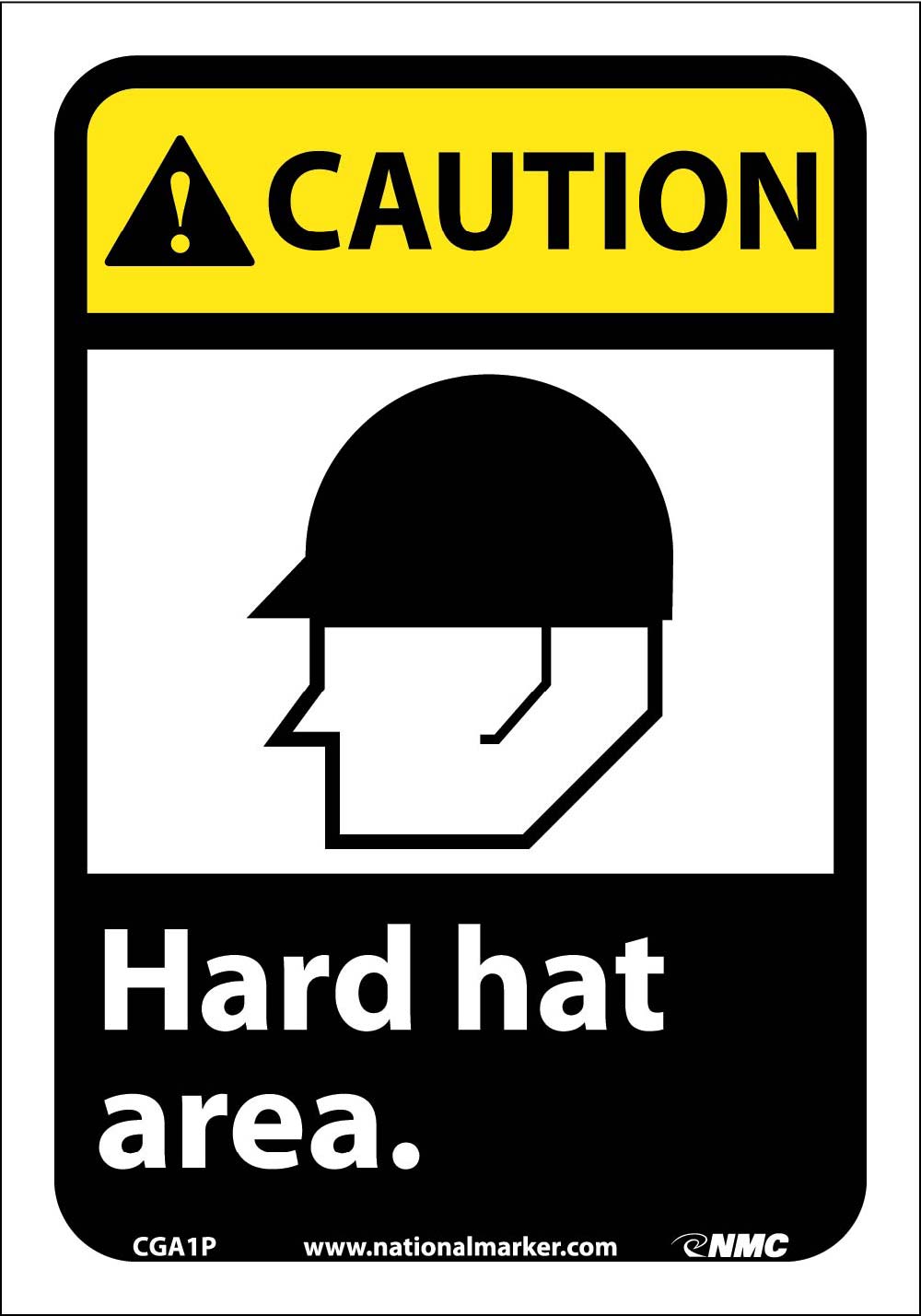 Caution Hard Hat Area Sign-eSafety Supplies, Inc