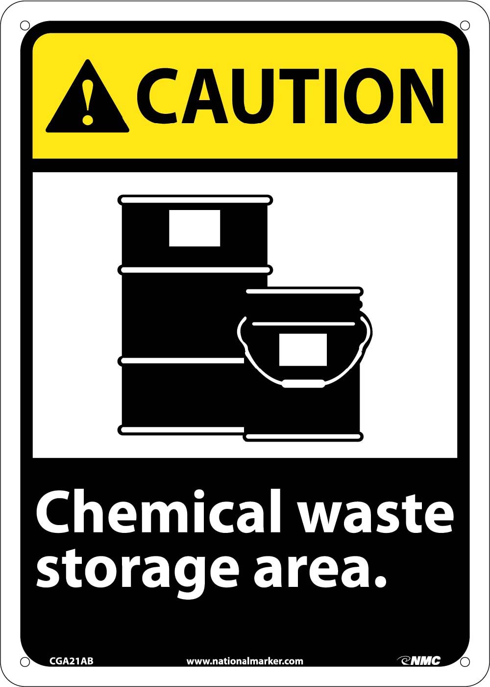 Caution Chemical Waste Storage Area Sign-eSafety Supplies, Inc