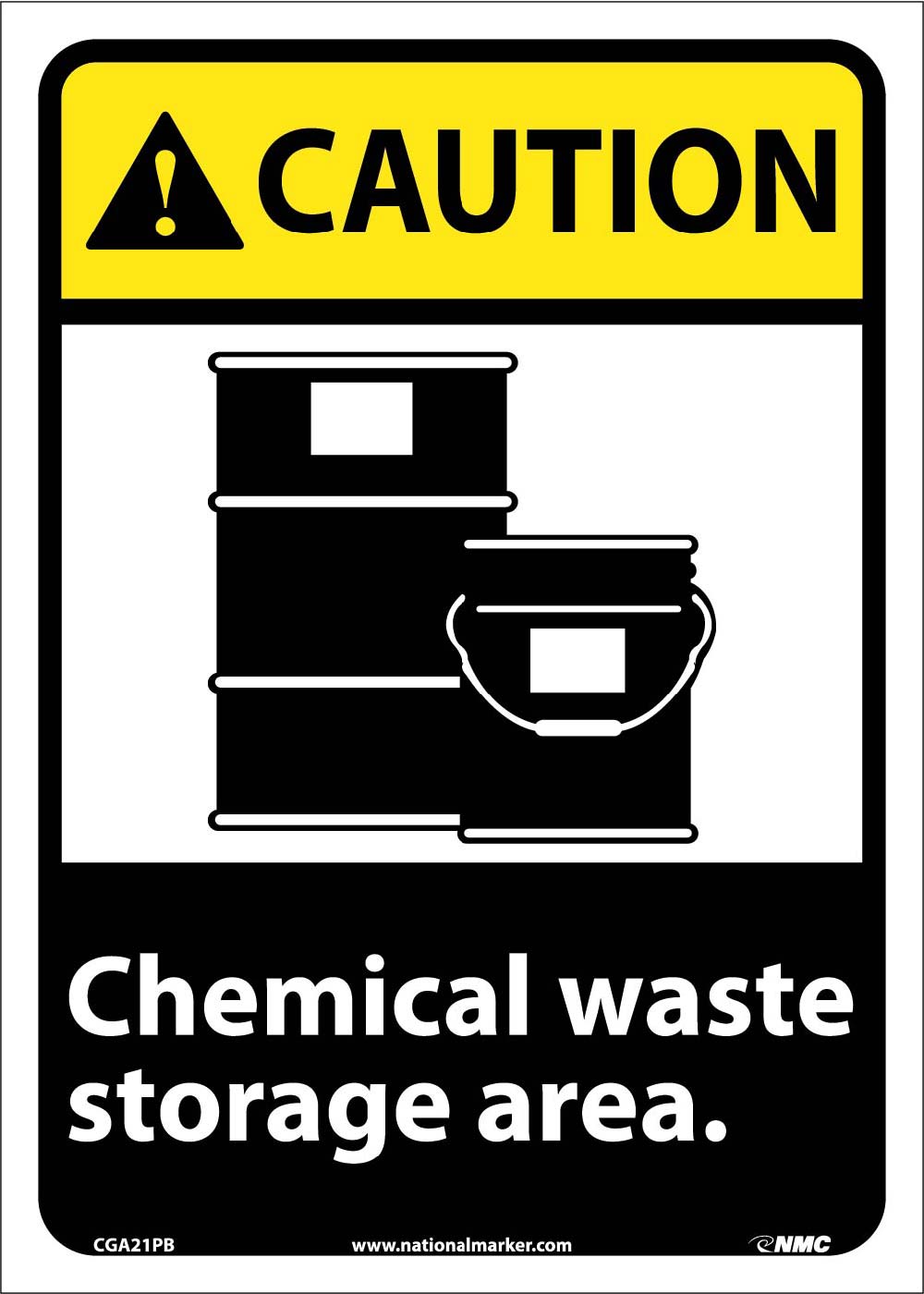 Caution Chemical Waste Storage Area Sign-eSafety Supplies, Inc