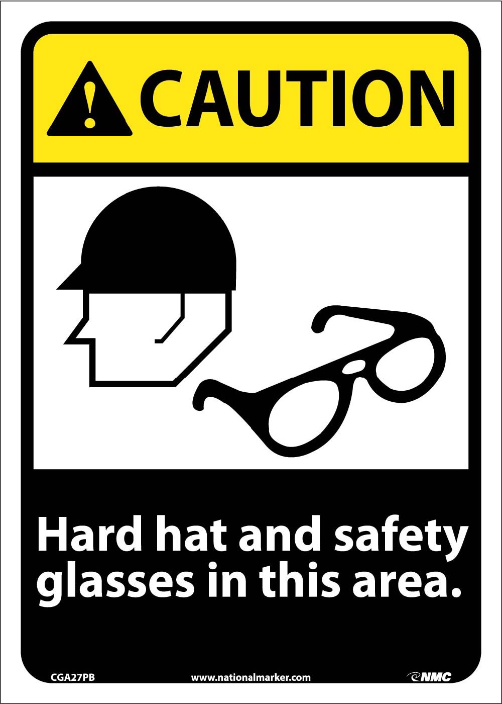 Caution Hard Hat And Safety Glasses In This Area Sign-eSafety Supplies, Inc