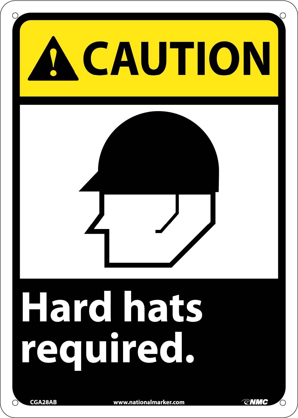Caution Hard Hats Required Sign-eSafety Supplies, Inc