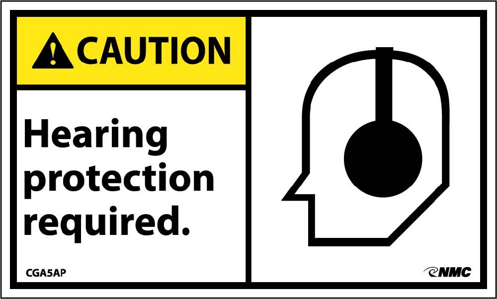 Caution Hearing Protection Required Label - 5 Pack-eSafety Supplies, Inc