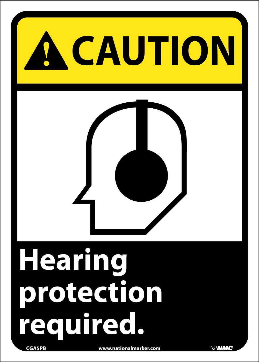 Caution Hearing Protection Required Sign-eSafety Supplies, Inc