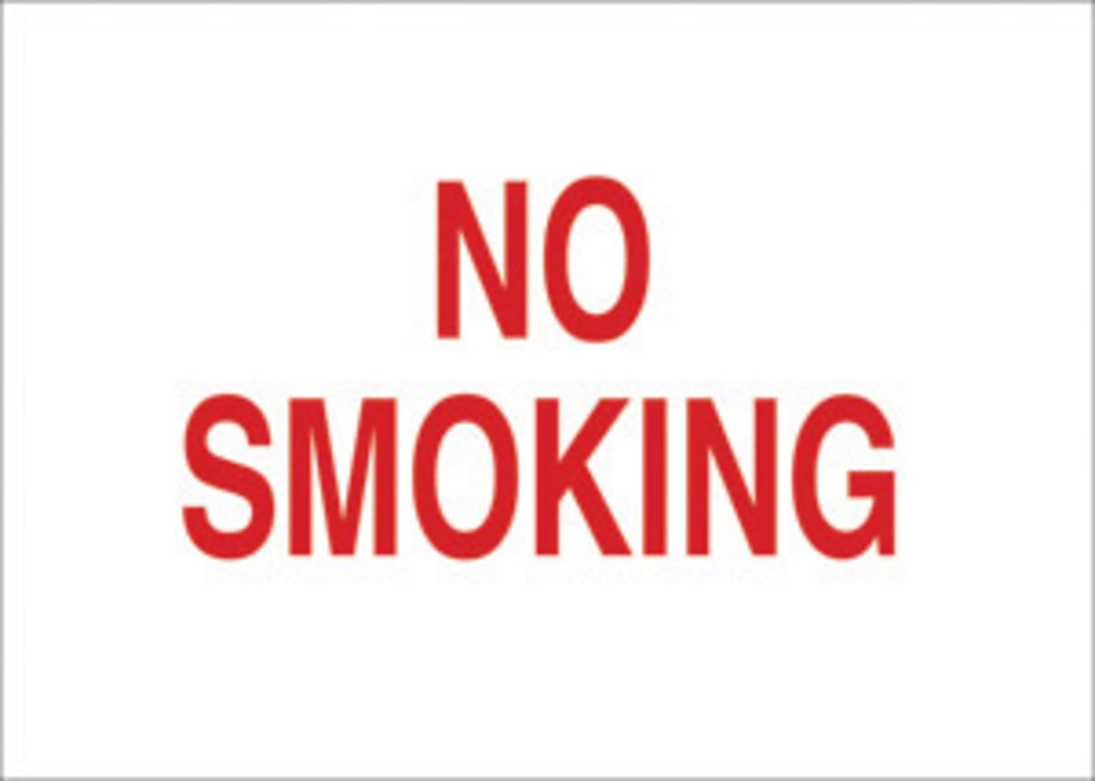 Brady® 7" X 10" X .06" Red On White B-401 Polystyrene Smoking Control Sign "NO SMOKING"-eSafety Supplies, Inc