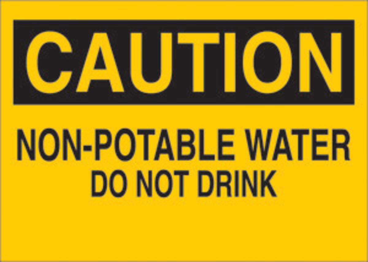 Brady® 10" X 14" X 1/10" Black On Yellow .0984" B-120 Fiberglass Safety Sign "NON-POTABLE WATER DO NOT DRINK"-eSafety Supplies, Inc