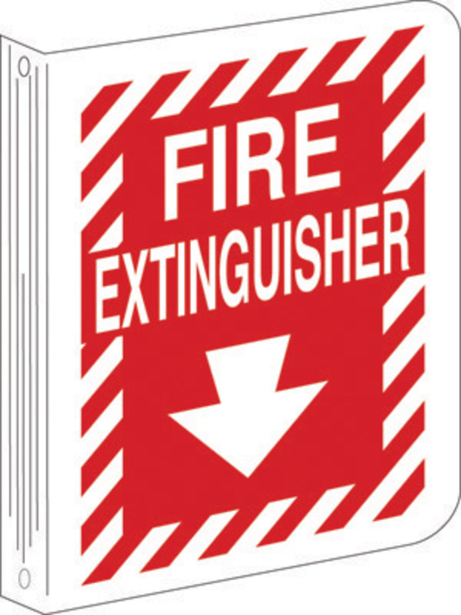 Brady® 12" X 9" X .055" White On Red .0551" B-450 Polyethylene Fire Extinguisher Sign "FIRE EXTINGUISHER"-eSafety Supplies, Inc