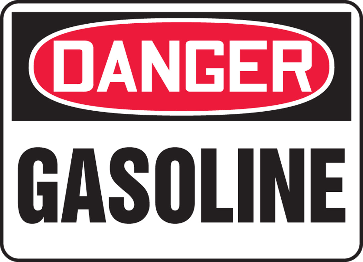 Accuform® 10" X 14" Red, Black And White Aluminum Safety Signs "DANGER GASOLINE"-eSafety Supplies, Inc