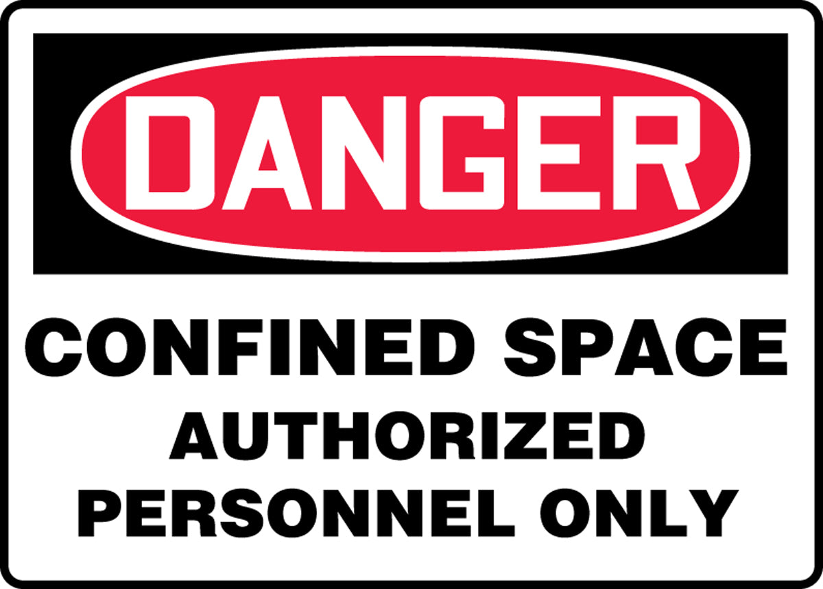 Accuform® 7" X 10" Red, Black And White Plastic Safety Signs "DANGER CONFINED SPACE AUTHORIZED PERSONNEL ONLY"-eSafety Supplies, Inc