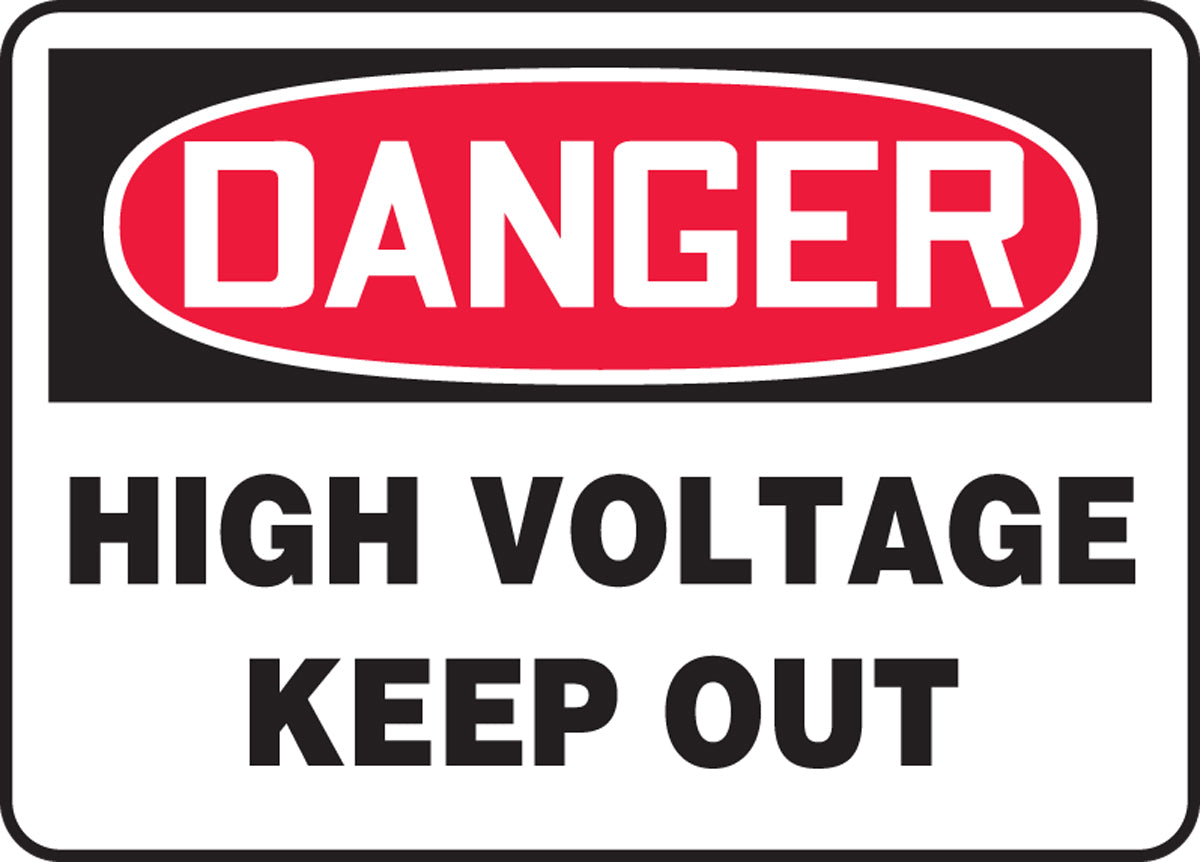 Accuform® 7" X 10" Red, Black And White Plastic Safety Signs "DANGER HIGH VOLTAGE KEEP OUT"-eSafety Supplies, Inc