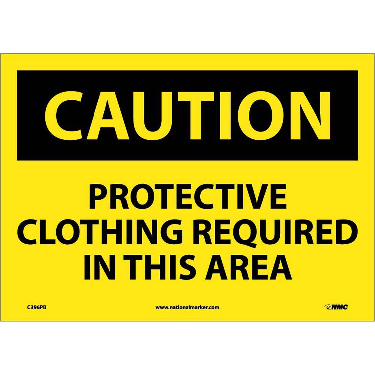 NM 10" X 14" Yellow .0045" Pressure Sensitive Vinyl Caution Sign "CAUTION PROTECTIVE CLOTHING REQUIRED IN THIS AREA"-eSafety Supplies, Inc