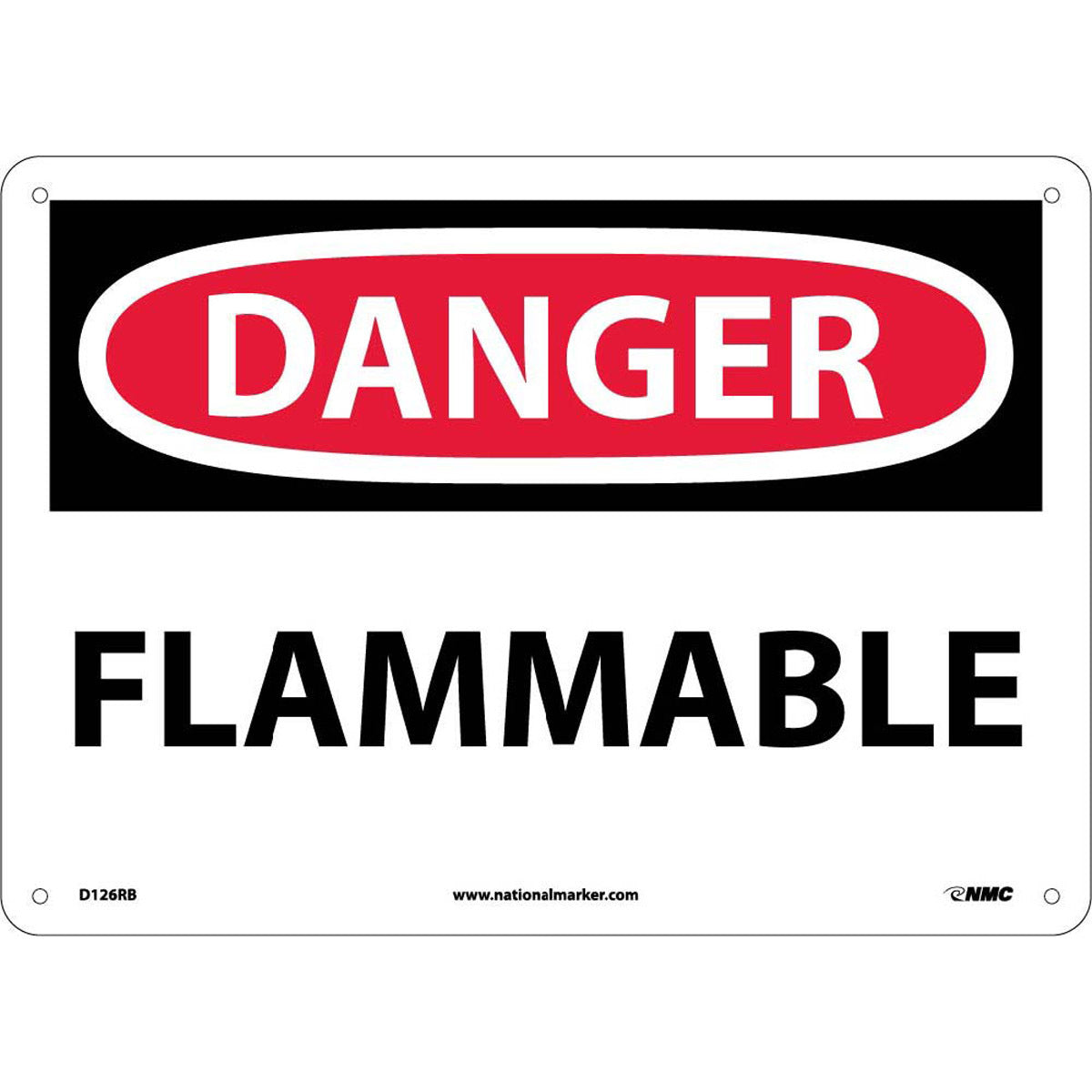 NM 10" X 14" White .05" Rigid Plastic Danger Sign "DANGER FLAMMABLE"-eSafety Supplies, Inc