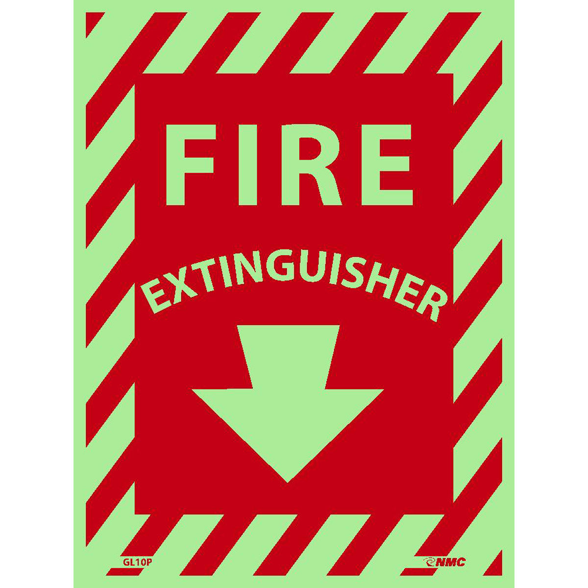 NM 12" X 9" Phosphorescent .0045" Polyester Fire Extinguisher Sign "FIRE EXTINGUISHER"-eSafety Supplies, Inc
