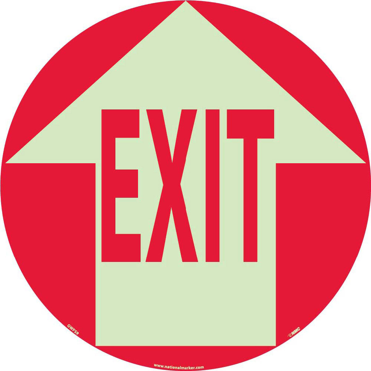 NM 17" X 17" Phosphorescent .0045" Polyester Walk-On Floor Safety Sign "EXIT"-eSafety Supplies, Inc