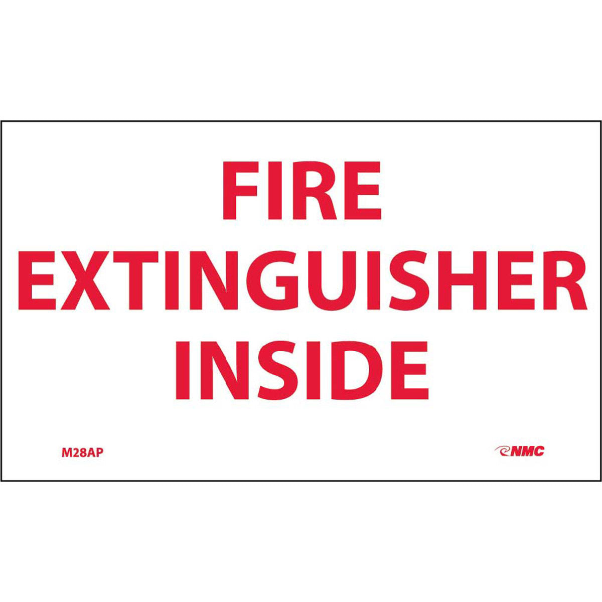 NM 3" X 5" White .0045" Pressure Sensitive Vinyl Fire Extinguisher Sign "FIRE EXTINGUISHER INSIDE"-eSafety Supplies, Inc
