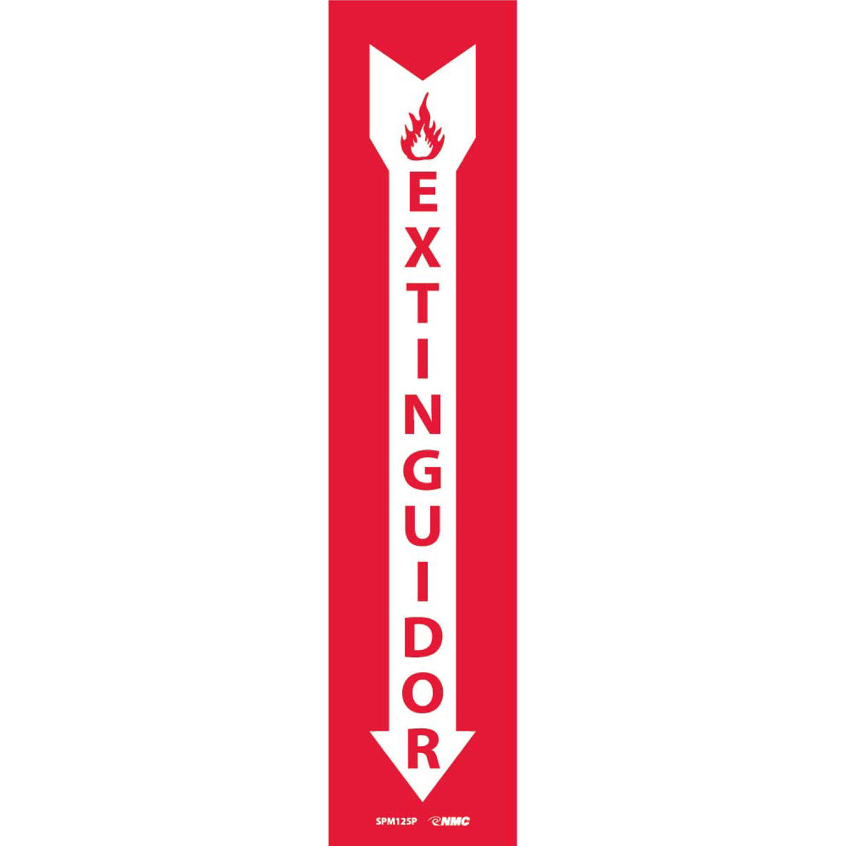 NM 18" X 4" White .0045" Pressure Sensitive Vinyl Spanish/English Bilingual Sign "EXTINGUIDOR"-eSafety Supplies, Inc