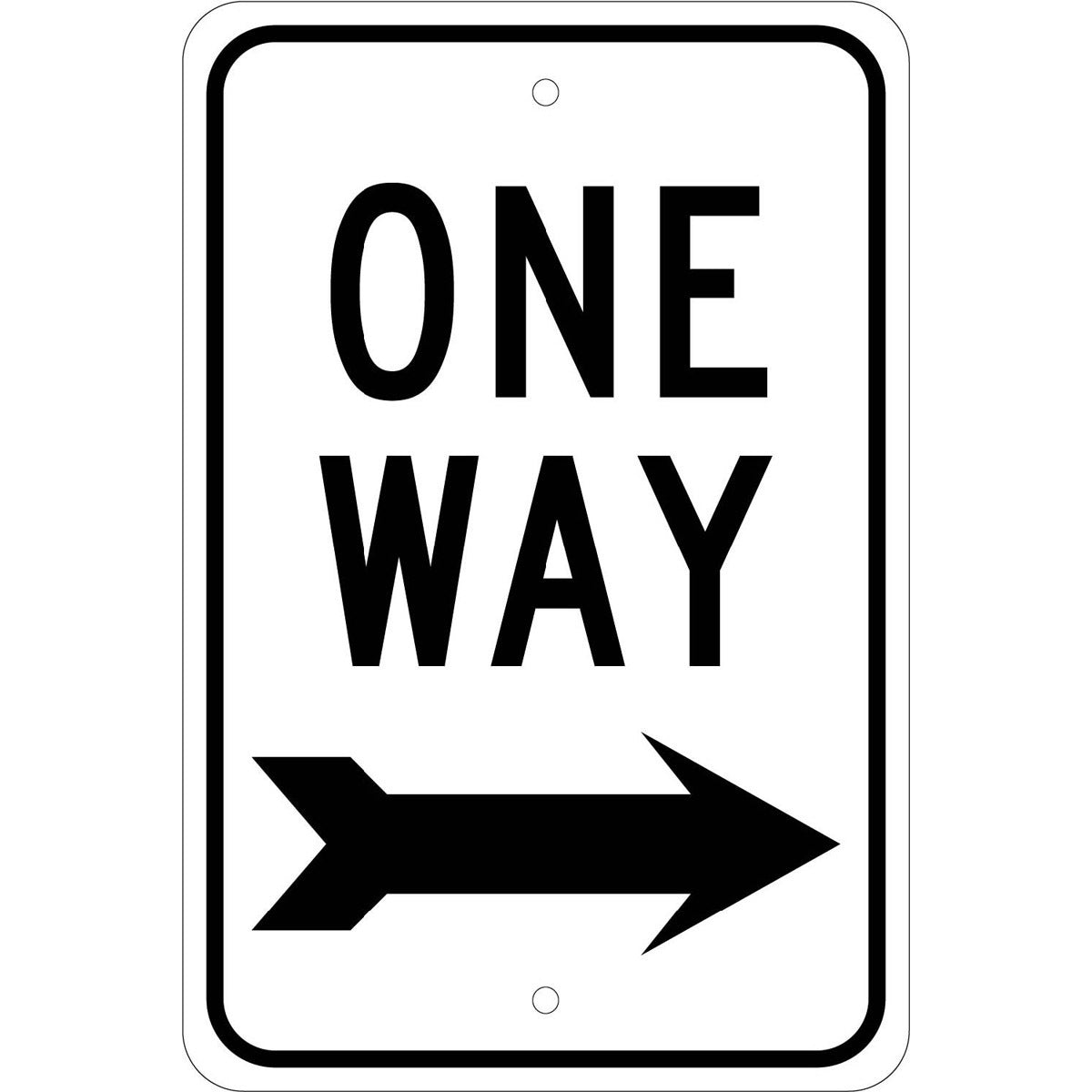 NM 18" X 12" White .08" Aluminum Parking And Traffic Sign "ONE WAY"-eSafety Supplies, Inc