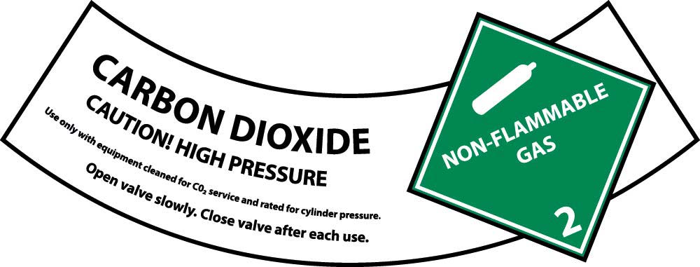 Carbon Dioxide Cylinder Shoulder Label - Pack of 25-eSafety Supplies, Inc