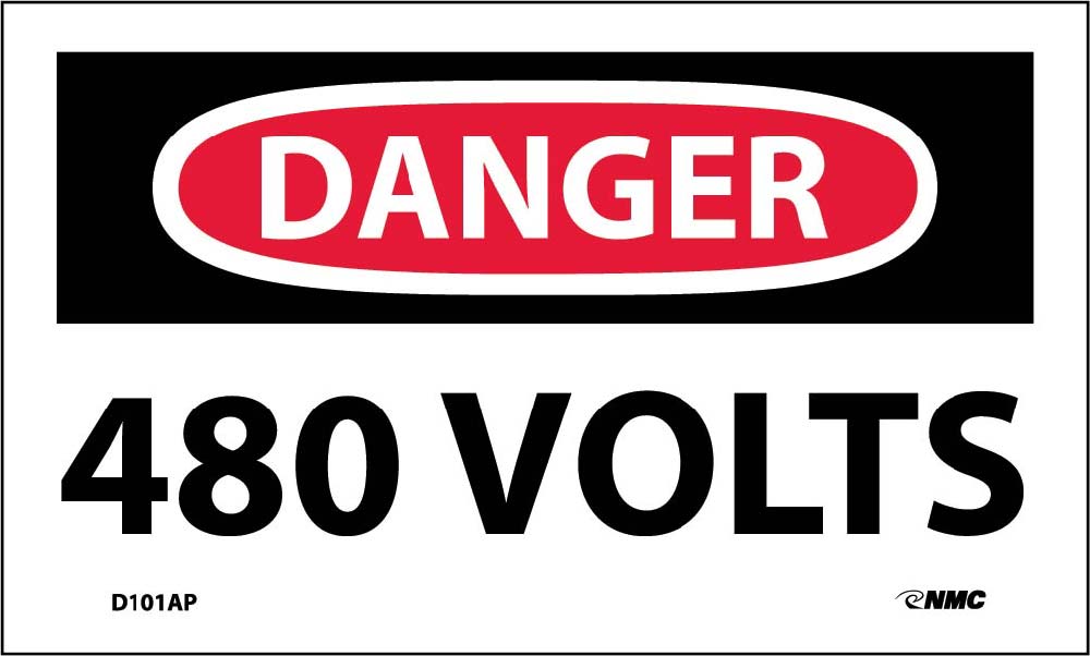 Danger 480 Volts Label - 5 Pack-eSafety Supplies, Inc