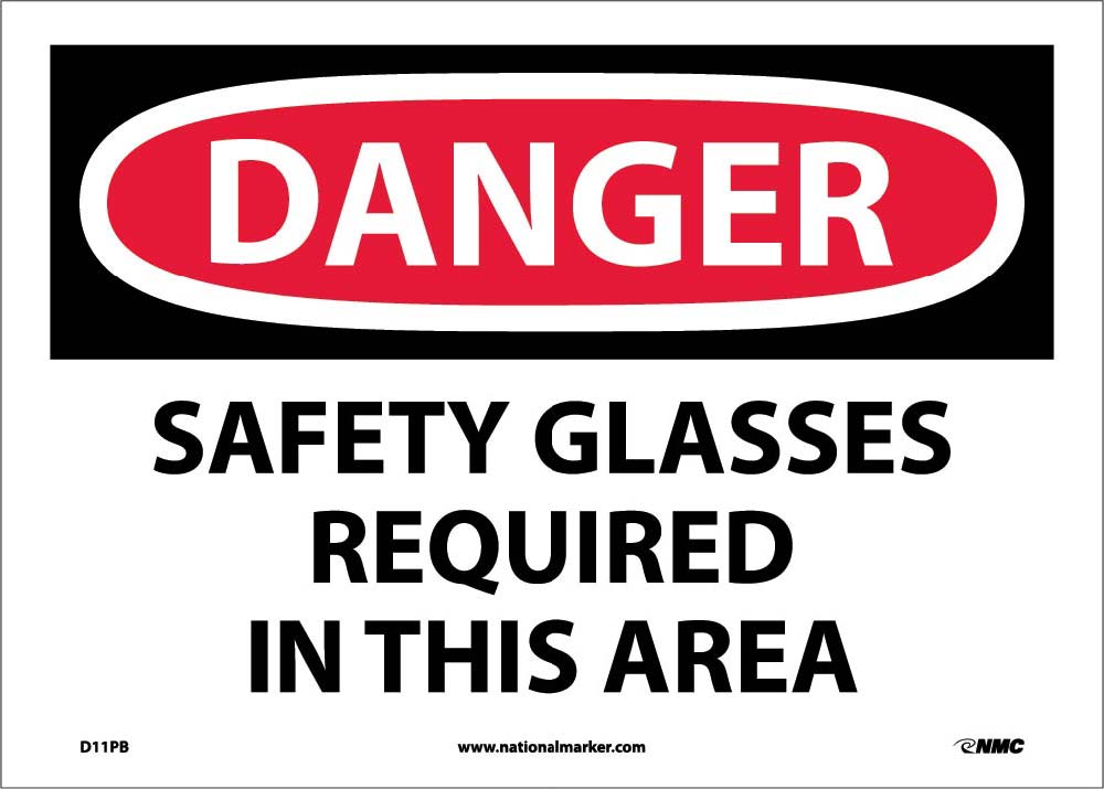 Danger Safety Glasses Required In This Area Sign-eSafety Supplies, Inc