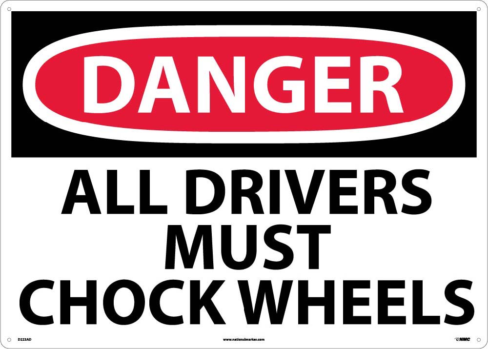 Large Format Danger All Drivers Must Chock Wheels Sign-eSafety Supplies, Inc