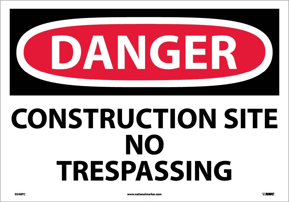 Large Format Danger Construction Site No Trespassing Sign-eSafety Supplies, Inc