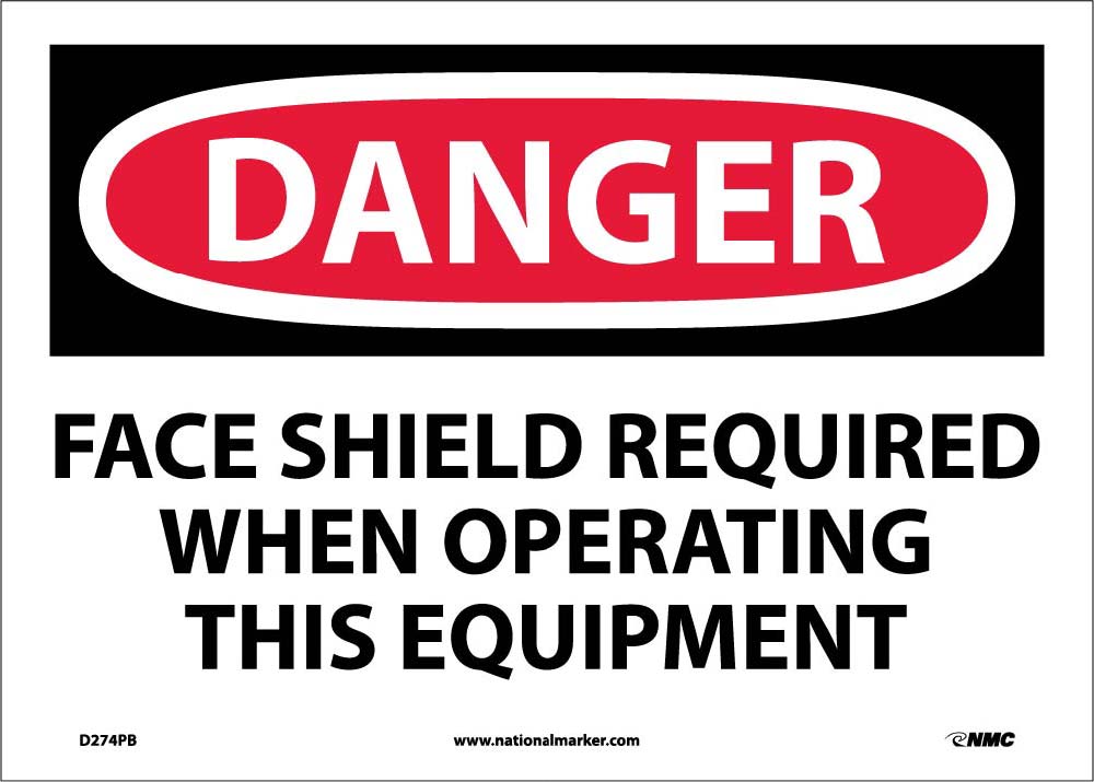 Danger Face Shield Required Sign-eSafety Supplies, Inc