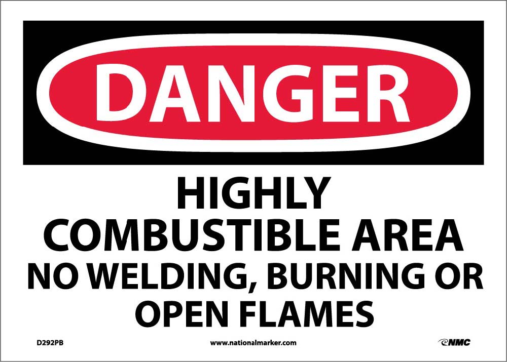 Highly Combustible Area No Welding Burni Sign-eSafety Supplies, Inc