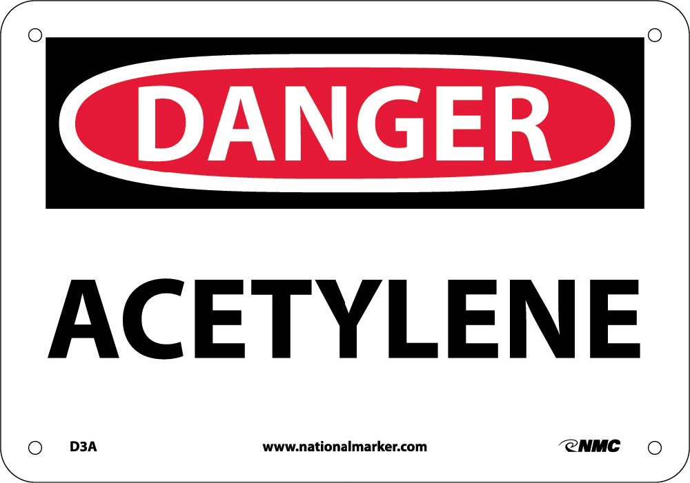 Danger Acetylene Sign-eSafety Supplies, Inc
