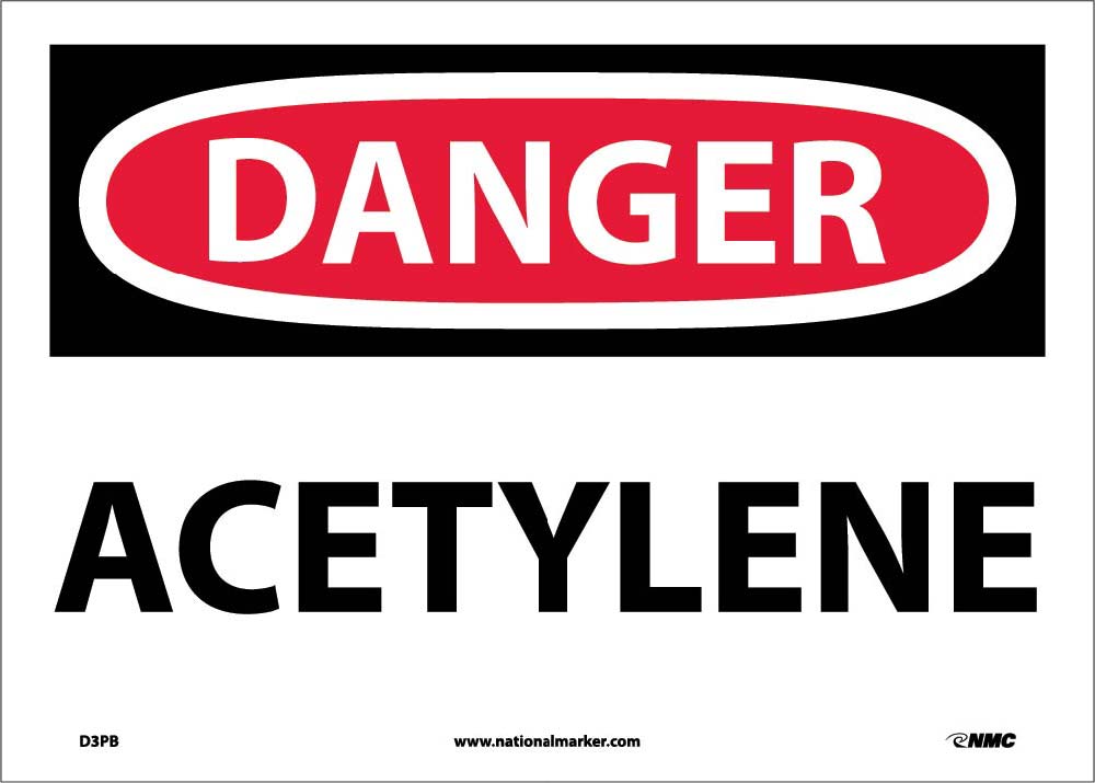 Danger Acetylene Sign-eSafety Supplies, Inc