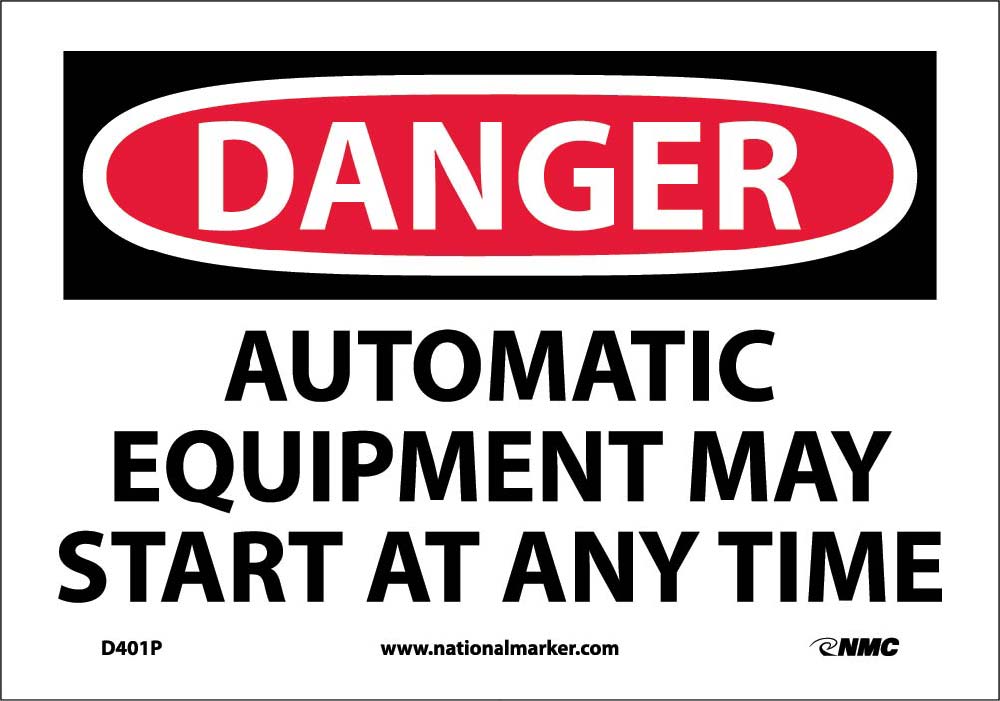 Danger Automatic Equipment May Start At Anytime Sign-eSafety Supplies, Inc