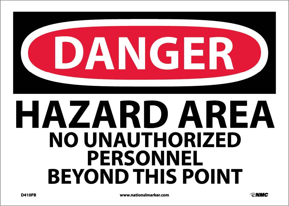 Danger Hazard Area No Unauthorized Personnel Sign-eSafety Supplies, Inc