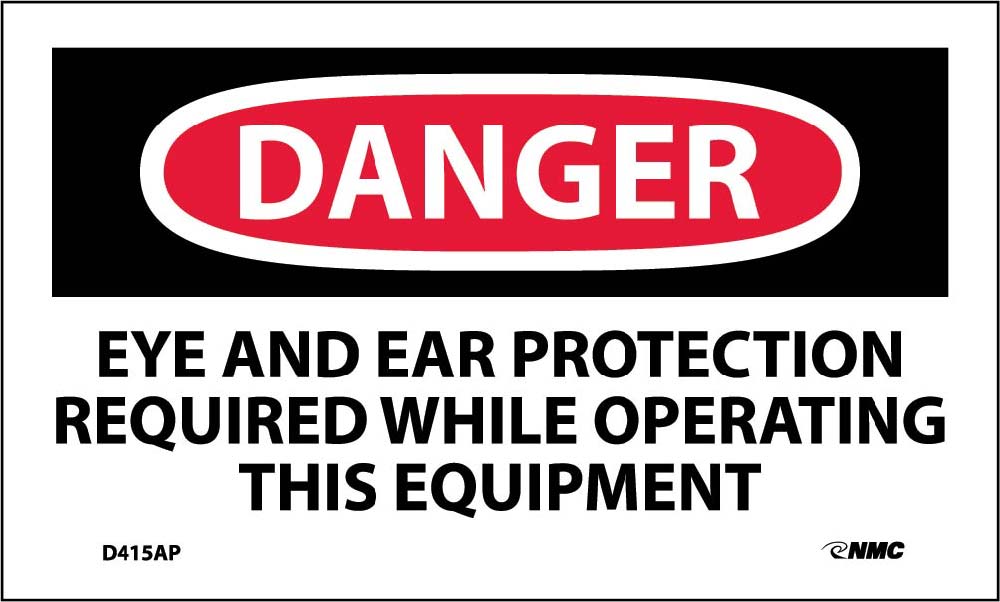 Danger Eye And Ear Protection Required Label - 5 Pack-eSafety Supplies, Inc