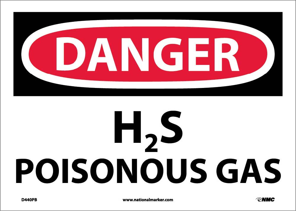 Danger H2S Poisonous Gas Sign-eSafety Supplies, Inc
