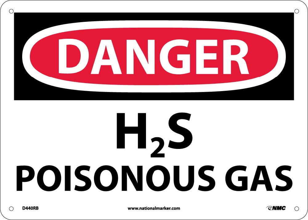 Danger H2S Poisonous Gas Sign-eSafety Supplies, Inc