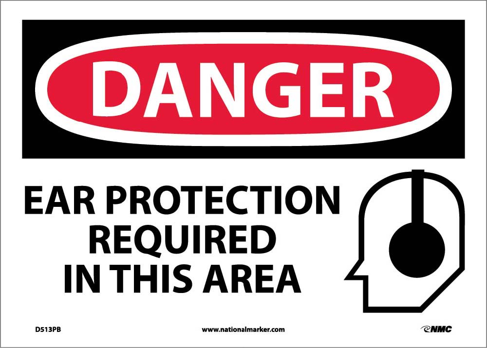 Danger Ear Protection Required In This Area Sign-eSafety Supplies, Inc