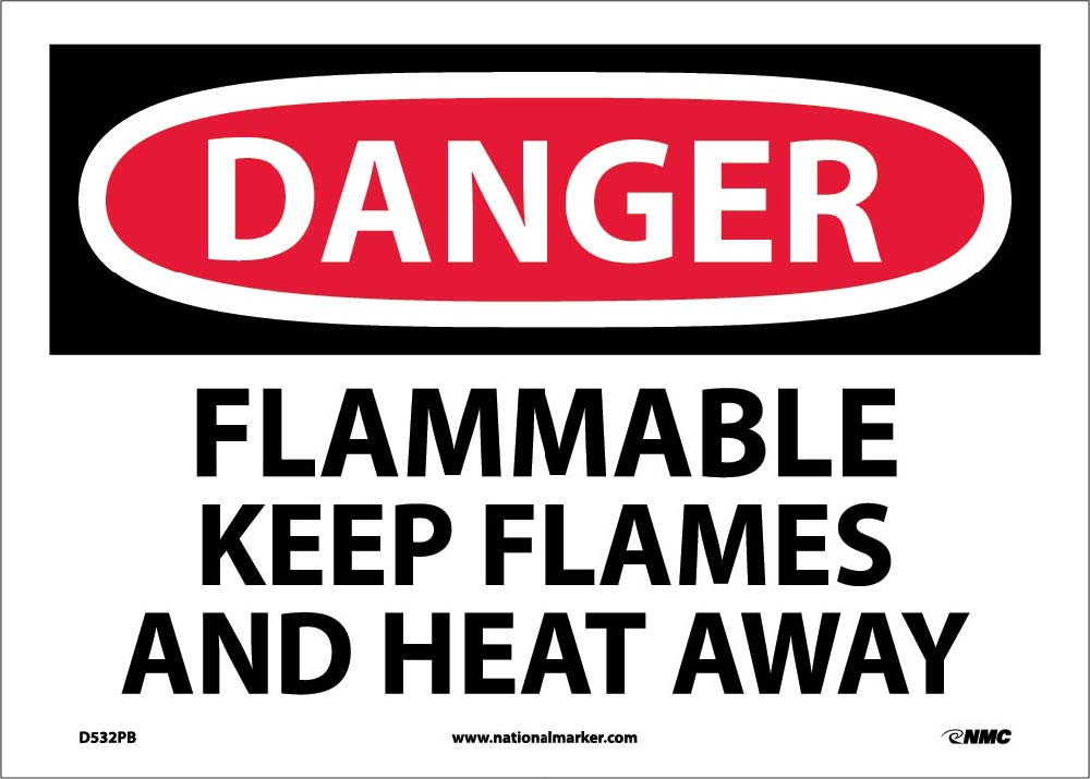 Danger Flammable Keep Flames And Heat Away Sign-eSafety Supplies, Inc